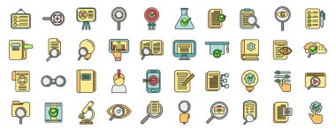 Dava çalışma simgeleri ana hat vektörünü ayarladı. Çalışma platformu. Beyaz üzerine ince çizgi rengini incele