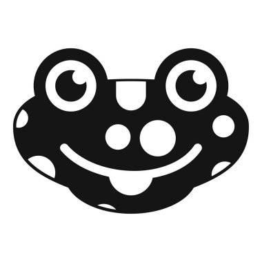 Büyük gözlü, siyah beyaz bir kurbağa suratının basit bir simgesi.