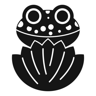 Nilüfer yaprağında oturan bir kurbağanın basit bir simgesi. Doğa ve vahşi yaşam için mükemmel.