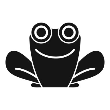 Siyah bir kurbağa silueti gülümsüyor ve büyük gözlerini gösteriyor.