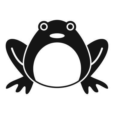 Siyah bir kurbağanın oturmasının basit vektör simgesi, doğa, vahşi yaşam ve amfibileri temsil ediyor.