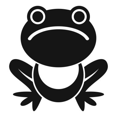 Siyah üzgün kurbağa amfibi gösteren oturma ikonu