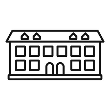 Bir belediye binasını veya birden fazla penceresi olan diğer belediye binalarını tasvir eden satır resim simgesi