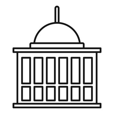 Sütunları ve beyaz arka planda kubbesi olan basit bir hükümet binası çizimi