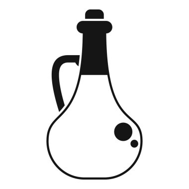 İçinde kabarcıklı zeytin yağı bulunan geleneksel cam bir şişenin siyah beyaz simgesi