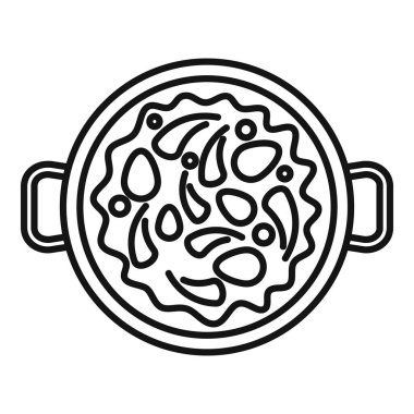 İçinde sebzeli buharlı yemek bulunan bir tencerenin çizgi sanat simgesi, web siteleri ve uygulamalar için mükemmel.