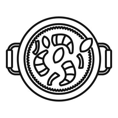 Tavada karides ve sebze pişirmek, Asya yemek tasarımı için uygun üst görüş çizgisi sanat tarzına sahiptir.