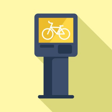 Bisiklet paylaşım istasyonu terminali, şehir içi ulaşımda bisiklet kiralamak için bisiklet simgesini gösterir