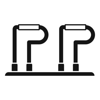 Fizyoterapi kliniğinin zemininde duran rehabilitasyon eğitimi için çift paralel çubuklar