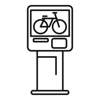 Kullanılabilirliği ve ödeme seçeneklerini gösteren dijital ekranlı modern bisiklet kiralama istasyonu