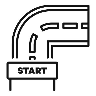 Dönüştürülen bir yolun başlangıç çizgisinin stilize edilmiş çizgi çizimi bir ünlem noktası simgesi ile