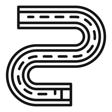 Hızlı tempolu kış olimpiyat sporunu temsil eden bir kızak pistinin basit çizgi simgesi