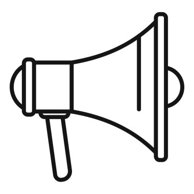 Bir megafonun minimalist çizimi, duyuru yapmak ve bilgi paylaşmak gibi kavramları temsil eder