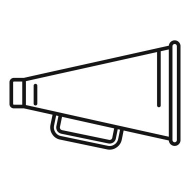 Önemli duyurular yapmak için siyah çizgileri olan basit bir megafon çizimi.