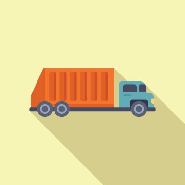 Geri dönüşüm için atık taşıyan turuncu çöp kamyonu, çevresel hizmet aracı