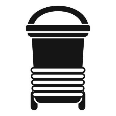 Modern elektrikli su ısıtıcısının siyah silüeti ve ısıtma göstergesi banyo için suyu ısıtıyor