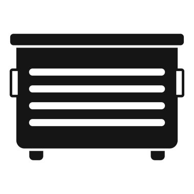 Büyük metal bir çöp konteynırının siyah silueti atık taşımak için kullanılıyor