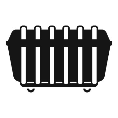 Tahsilat gününde boşaltmak için taşınan büyük metal bir çöp konteynırının basit simgesi