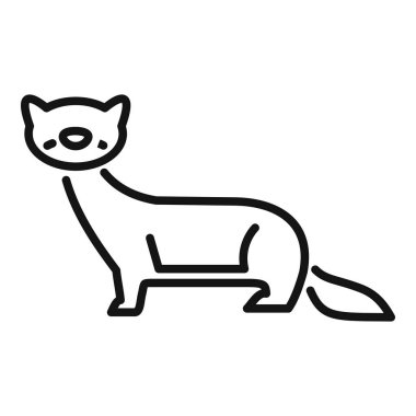 Gelinciğin minimalist çizimi dört ayak üzerinde duruyor ve ileriye bakıyor.