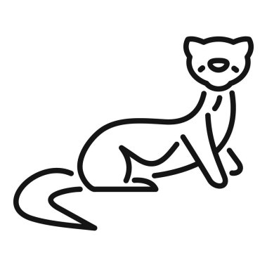 Samur ya da komik gelinciğin basit çizgi simgesi oturup ileriye bakıyor.