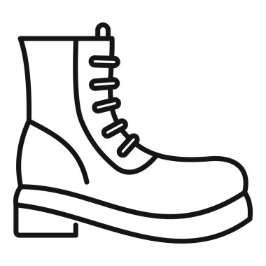 Basit siyah beyaz çizgili yürüyüş botu bağcıkları sıkıca bağlanmış.