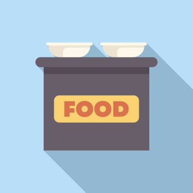 Yemek servisi ve yemek servisi ile ilgili projeler için ideal iki boş kâse ile bir yemek tezgahının basit bir çizimi