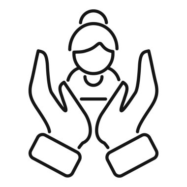 İş kadınını koruyan iki elin simgesi. İş dünyasındaki güvenlik ve desteği simgeliyor.