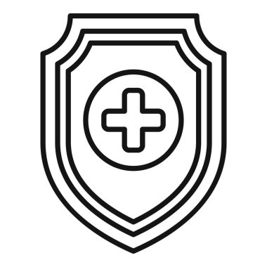 Virüsten ve çapraz sembollü mikroplardan koruyan basit bir kalkan çizimi.