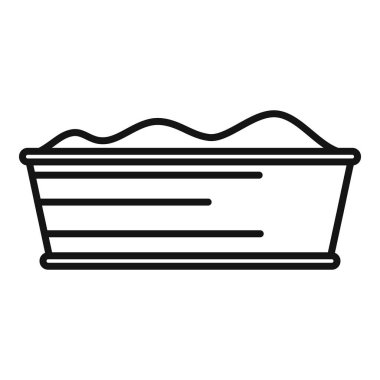 Kum yığınını tutan ahşap bir kabın basit siyah beyaz çizgisi