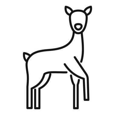 Dört ayak üzerinde duran genç bir geyiğin minimalist çizgi sanat simgesi
