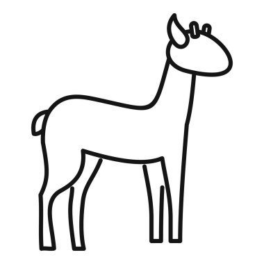 Yavru bir keçinin basit çizimi yan görüşte duruyor, minimalist tarzda.