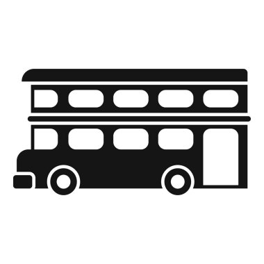 Toplu taşıma ve turizmi temsil eden çift katlı bir Londra otobüsünün siyah silüeti