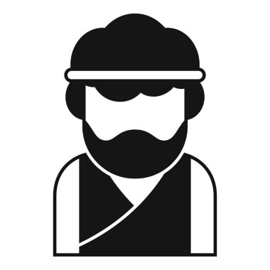 Herhangi bir web tasarımı için beyaz arka planda izole edilmiş tunik ve saç bandı ikonu giyen sakallı adam