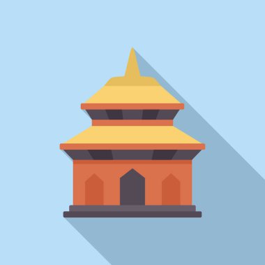 Çoklu çatı katları ve dekoratif unsurlara sahip Asya mimarisi kültürel bir eser sergiliyor.