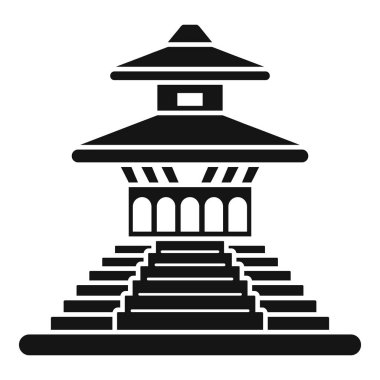 Geleneksel Asya pagodası için siyah kabartma simgesi, genellikle kutsal alanlarda bulunur.
