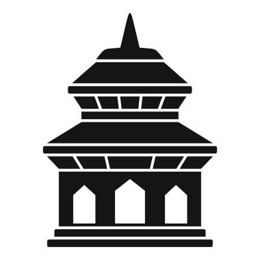 Süslü bir Asya pagodasının siyah silueti, geleneksel mimariyi gözler önüne seriyor.