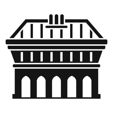 Sütunları ve karmaşık çatısı olan antik bir binanın siyah silueti tarihi mimariyi çağrıştırıyor.