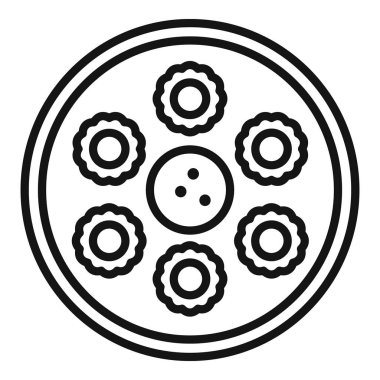 Kurabiye ve reçel dolu bir tabağın çizgi çizimi, fırını temsil etmek için harika.