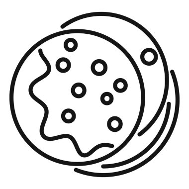 Dolunayın minimalist siyah beyaz simgesi kremalı kurabiye gibi görünüyor.