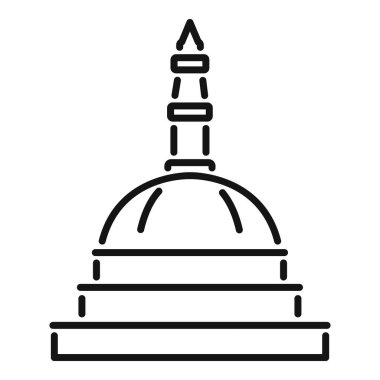 Budist kültürünü ve öğretilerini temsil eden kutsal bir anıt olan geleneksel Budist stupa 'nın basit çizgi simgesi.