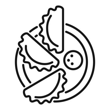 Sos soslu bir tabak hamur köftesinin basit ve asgari çizimi, yemek blogları ve restoranlar için mükemmel.