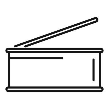 Açık dikdörtgen teneke kutu besin, basit siyah beyaz simge