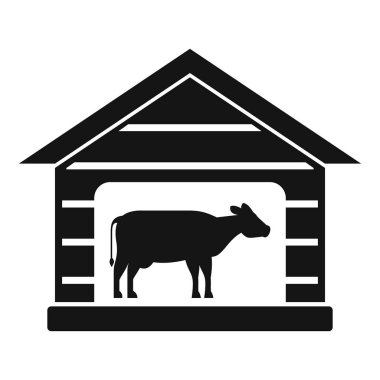 Çiftlik hayvanlarını yetiştirmek için çiftlik binasında duran bir ineğin simgesi.