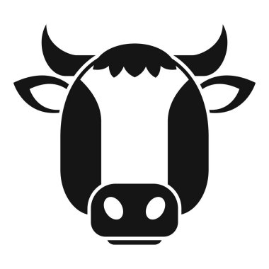 Siyah ve beyaz bir inek kafasının görüntüsü doğrudan bakıyor, logolar ve markalar için kullanışlı.