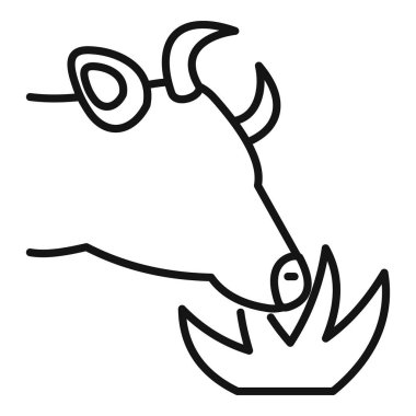 Ot yiyen bir ineğin basit bir çizgisi. Tarımla ya da tarımla ilgili tasarımlar için mükemmel.