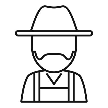 Şapka ve tulum giyen bir çiftçinin çizgi simgesi