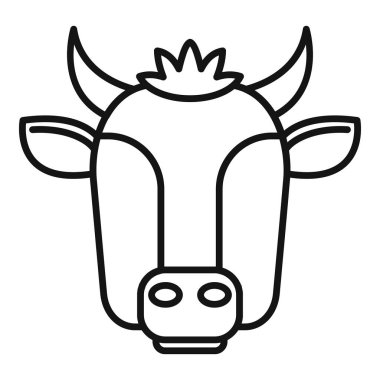 Büyük boynuzları olan bir ineğin minimalist sanat simgesi