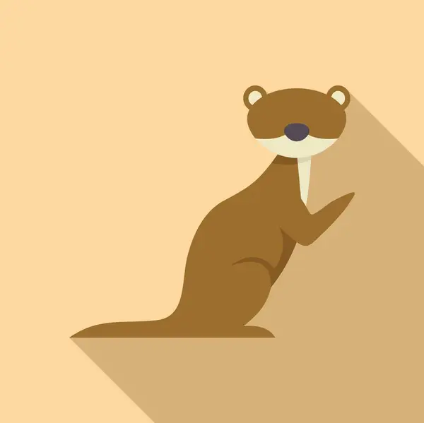 stock vector Simple and cute illustration of an otter standing and looking sideways with a long shadow