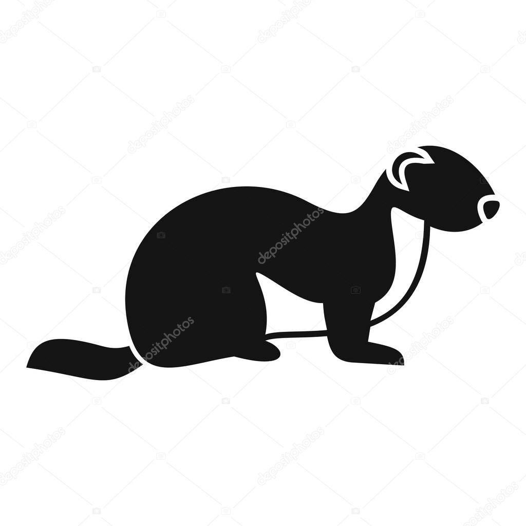Simple black silhouette of a ferret standing on four legs