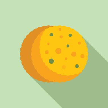 Yuvarlak kraker simgesi düz, pişmiş atıştırmalık ya da bisküvi gösteriyor